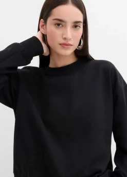 Damen bonprix Sweat|Bekleidung·Blusen & Tuniken|Sweatshirt mit weitem Ripp-Kragen aus Bio-Baumwolle
