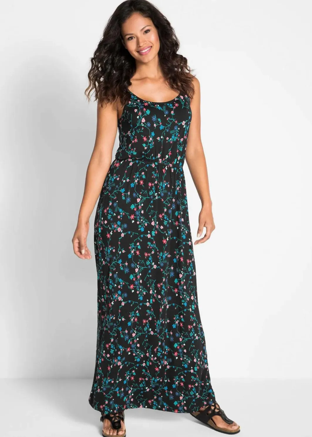 Best tailliertes Maxi-Kleid mit Druck Damen Bekleidung·Pullover & Strickjacken|Kleider