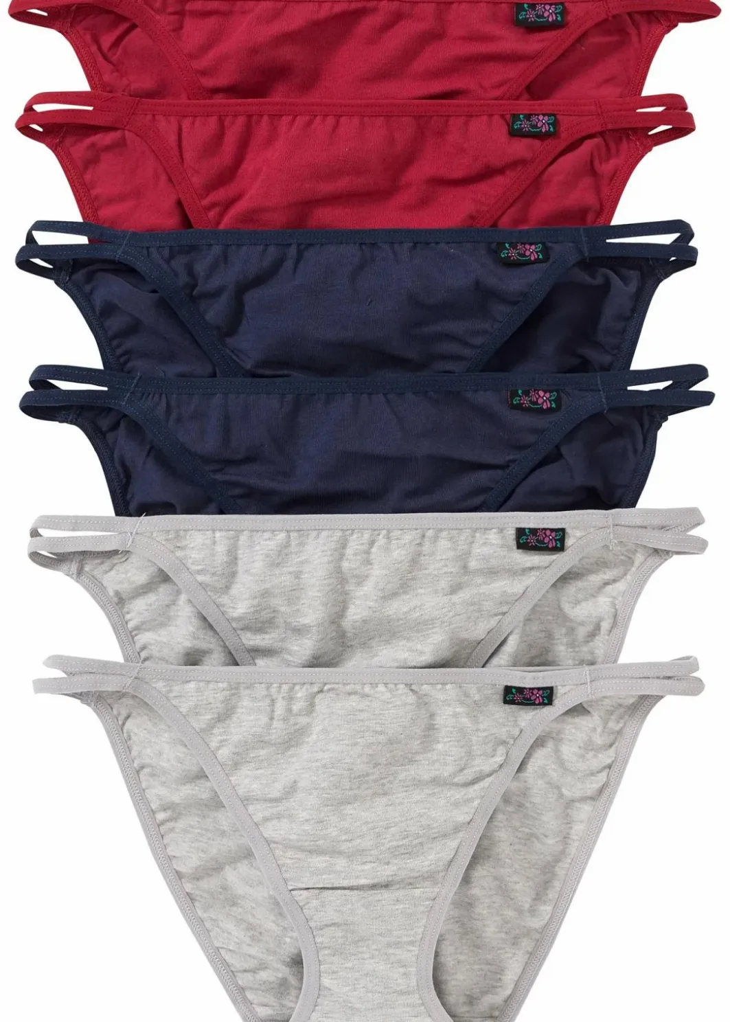 Damen bonprix Höschen|Baumwollunterwäsche|Tanga Slip (6er Pack)