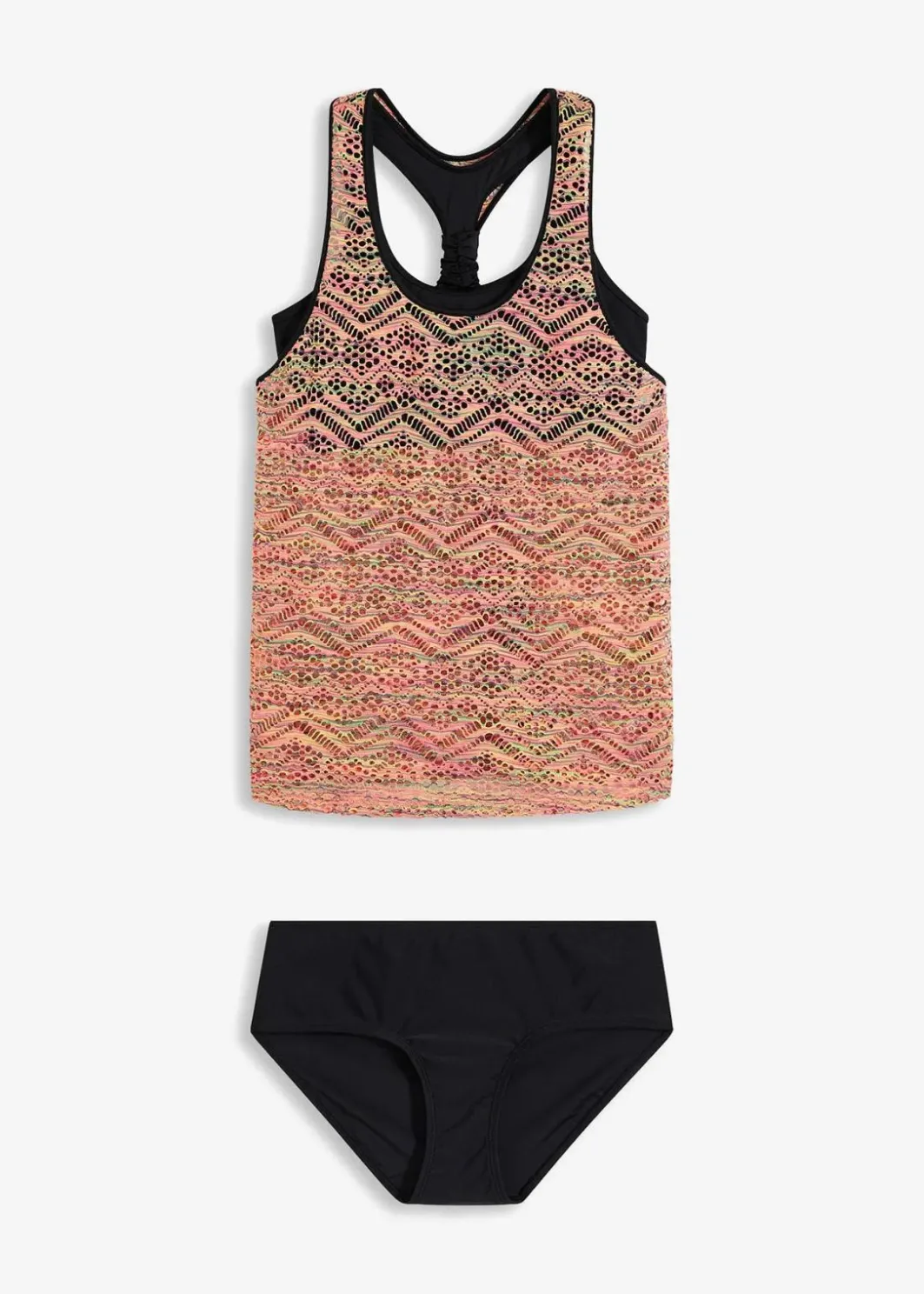 Damen bonprix Bademode·Tankinis|Tankinis|Tankini mit elastischer Spitze (2-tlg. Set)