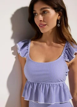 Damen bonprix Nachhaltigere Materialien|Tankinis|Tankini mit Volant (2-tlg.Set)