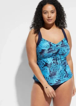 Damen bonprix Nachhaltigere Materialien|Bademode·Tankinis|Tankini (2-tlg. Set) mit Raffung