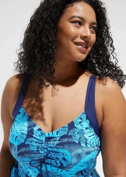 Damen bonprix Nachhaltigere Materialien|Bademode·Tankinis|Tankini (2-tlg. Set) mit Raffung