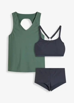 Damen bonprix Nachhaltigere Materialien|Tankinis|Tankini (3-tlg.Set) mit Bandeau-Bikinioberteil