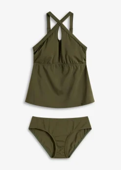 Damen bonprix Nachhaltigere Materialien|Bademode·Tankinis|Tankini (2-tlg.Set) mit gekreuzten Trägern