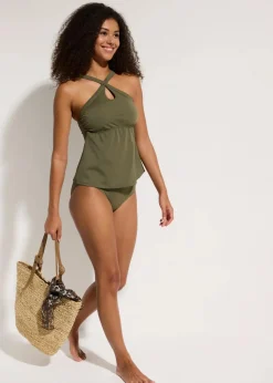 Damen bonprix Nachhaltigere Materialien|Bademode·Tankinis|Tankini (2-tlg.Set) mit gekreuzten Trägern