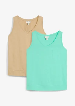 Damen bonprix Wäsche·Unterhemden|Bekleidung·Röcke|Tanktop aus reiner Bio-Baumwolle (2er Pack)