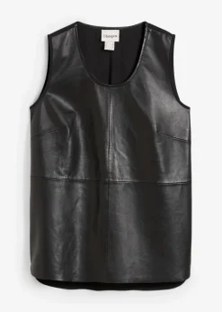 Damen bonprix Premium|Shirts & Tops|Tanktop mit Vorderseite aus Lammnappa-Leder