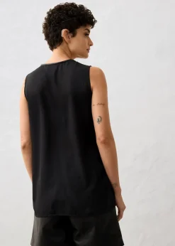 Damen bonprix Premium|Shirts & Tops|Tanktop mit Vorderseite aus Lammnappa-Leder