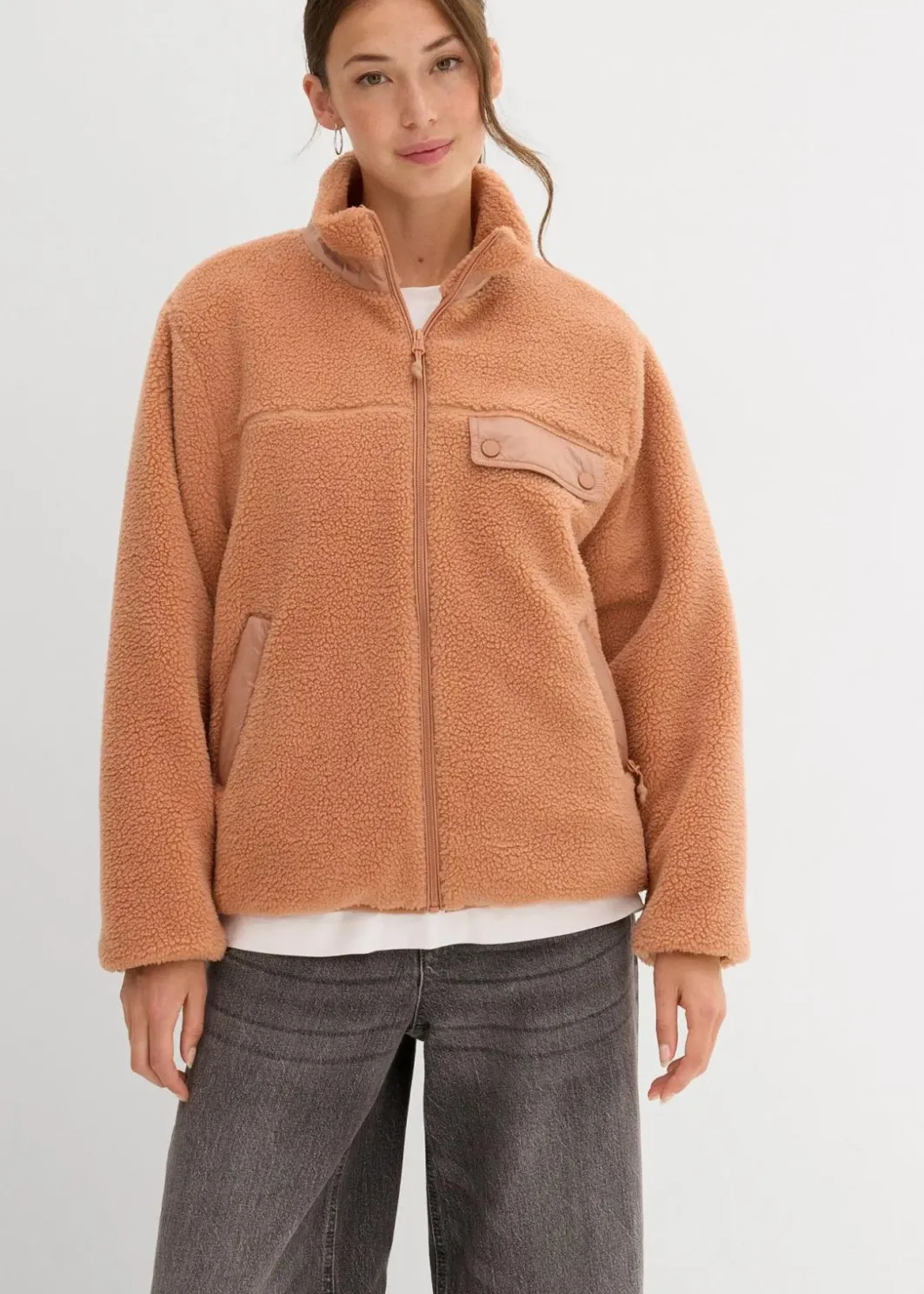 Damen bonprix Nachhaltigere Materialien|Sweat|Teddy-Fleece Jacke