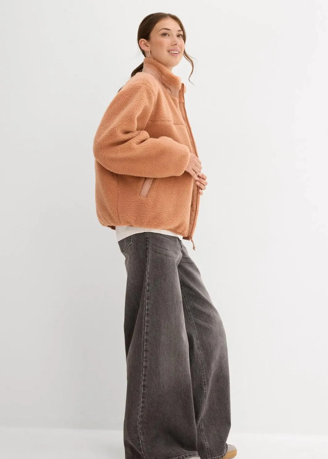 Damen bonprix Nachhaltigere Materialien|Sweat|Teddy-Fleece Jacke