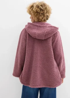 Damen bonprix Jacken & Mäntel|Sweat|Teddy-Fleece Jacke in A-Linie mit Seitenschlitzen