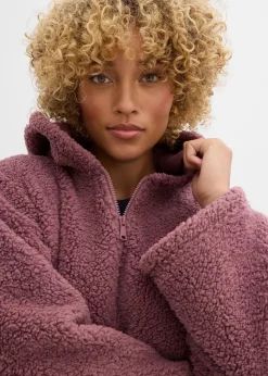 Damen bonprix Jacken & Mäntel|Sweat|Teddy-Fleece Jacke in A-Linie mit Seitenschlitzen