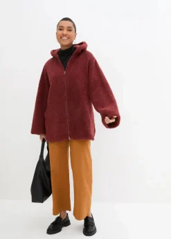 Outlet Teddy-Fleece Jacke in A-Linie mit Seitenschlitzen Damen Bekleidung·Blusen & Tuniken|Bekleidung·Hosen