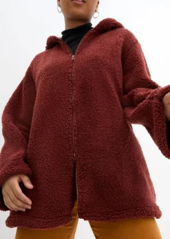 Outlet Teddy-Fleece Jacke in A-Linie mit Seitenschlitzen Damen Bekleidung·Blusen & Tuniken|Bekleidung·Hosen