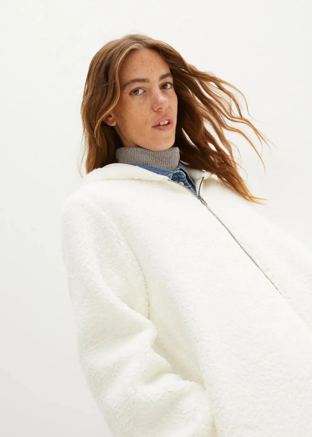 Best Teddy-Fleece Jacke in A-Linie mit Seitenschlitzen Damen Jacken & Mäntel|Sweat