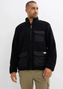 Herren bonprix Große Größen|Sweat|Teddy-Fleece Jacke mit praktischen Taschen und sportiven Details