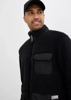 Herren bonprix Große Größen|Sweat|Teddy-Fleece Jacke mit praktischen Taschen und sportiven Details