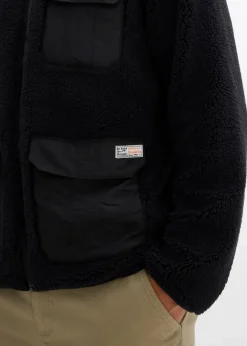 Herren bonprix Große Größen|Sweat|Teddy-Fleece Jacke mit praktischen Taschen und sportiven Details