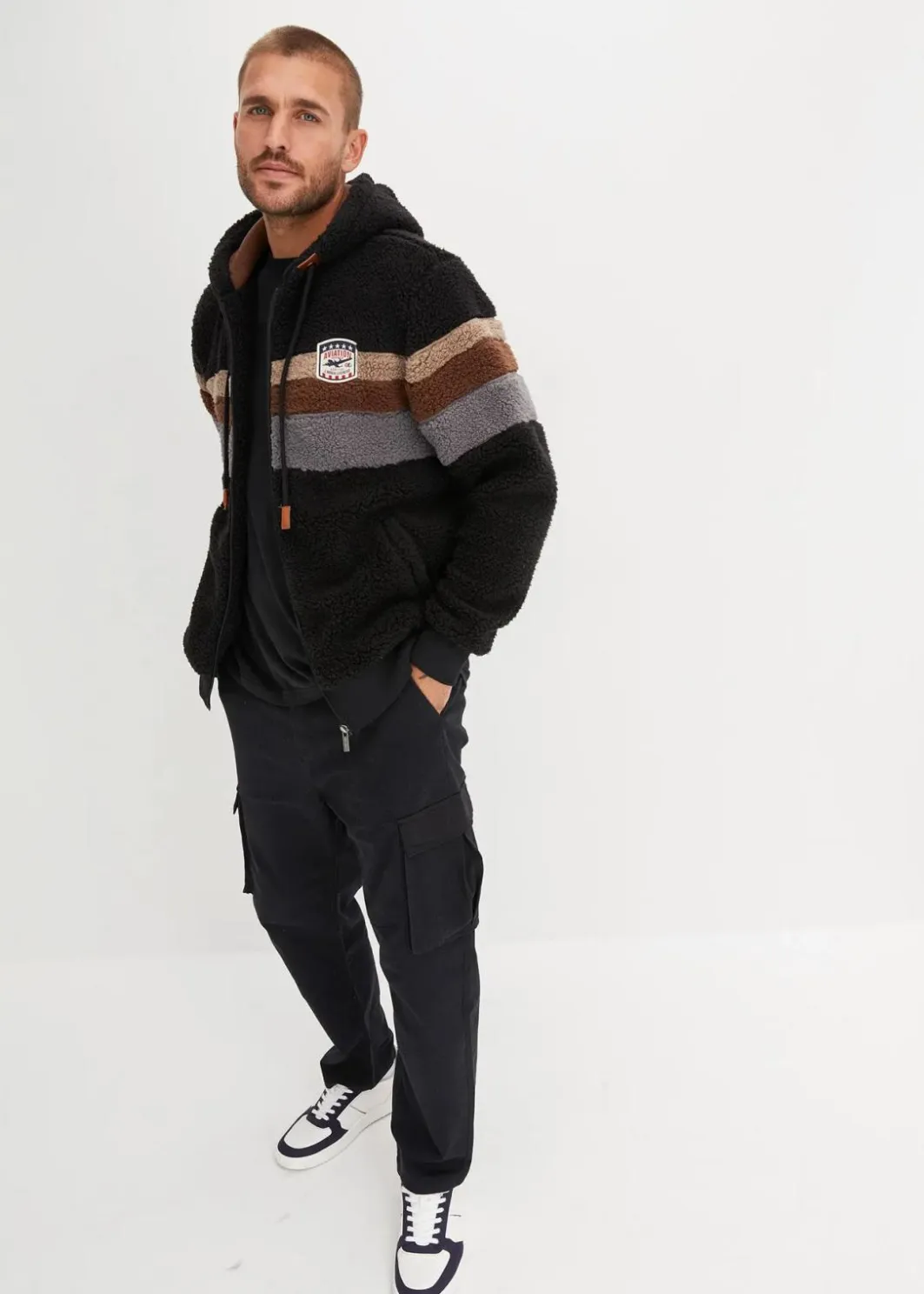 Herren bonprix Sweat|Jacken & Mäntel|Teddy-Fleecejacke mit Kapuze