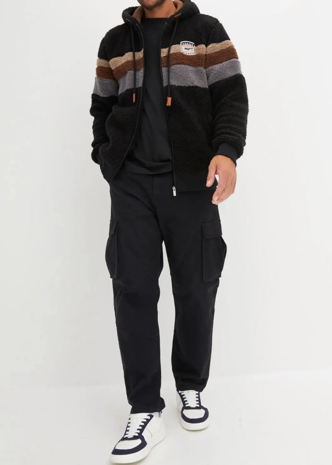 Herren bonprix Sweat|Jacken & Mäntel|Teddy-Fleecejacke mit Kapuze