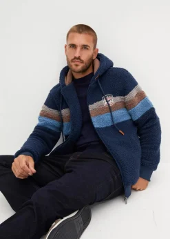 Herren bonprix Große Größen|Outdoorbekleidung|Teddy-Fleecejacke mit Kapuze