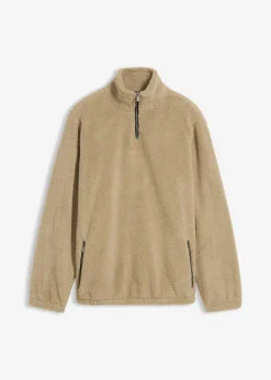 Teddy-Fleecepullover mit praktischen Reißverschlusstaschen Herren Sweat|Große Größen