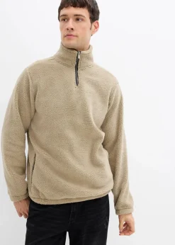 Teddy-Fleecepullover mit praktischen Reißverschlusstaschen Herren Sweat|Große Größen