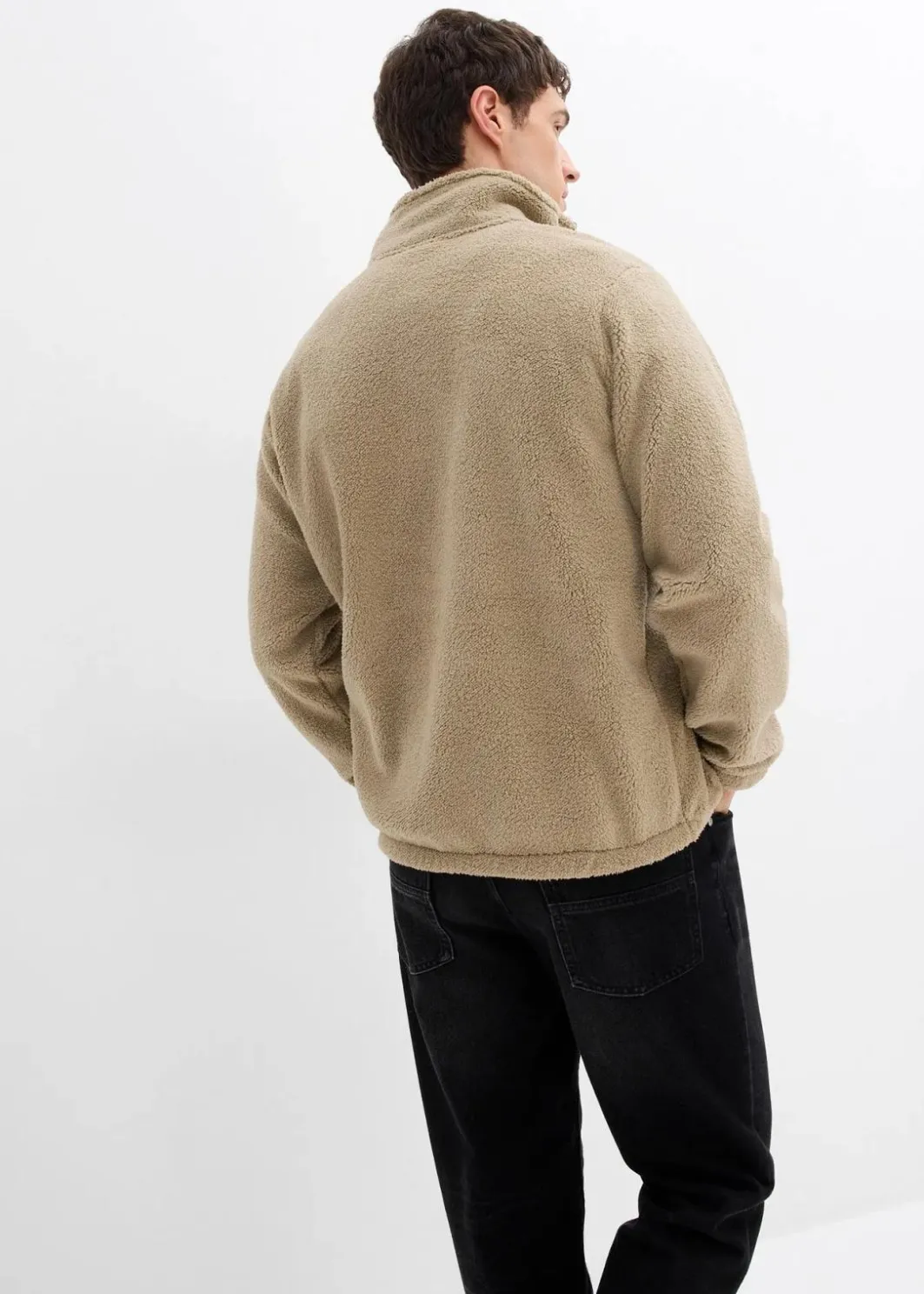 Teddy-Fleecepullover mit praktischen Reißverschlusstaschen Herren Sweat|Große Größen