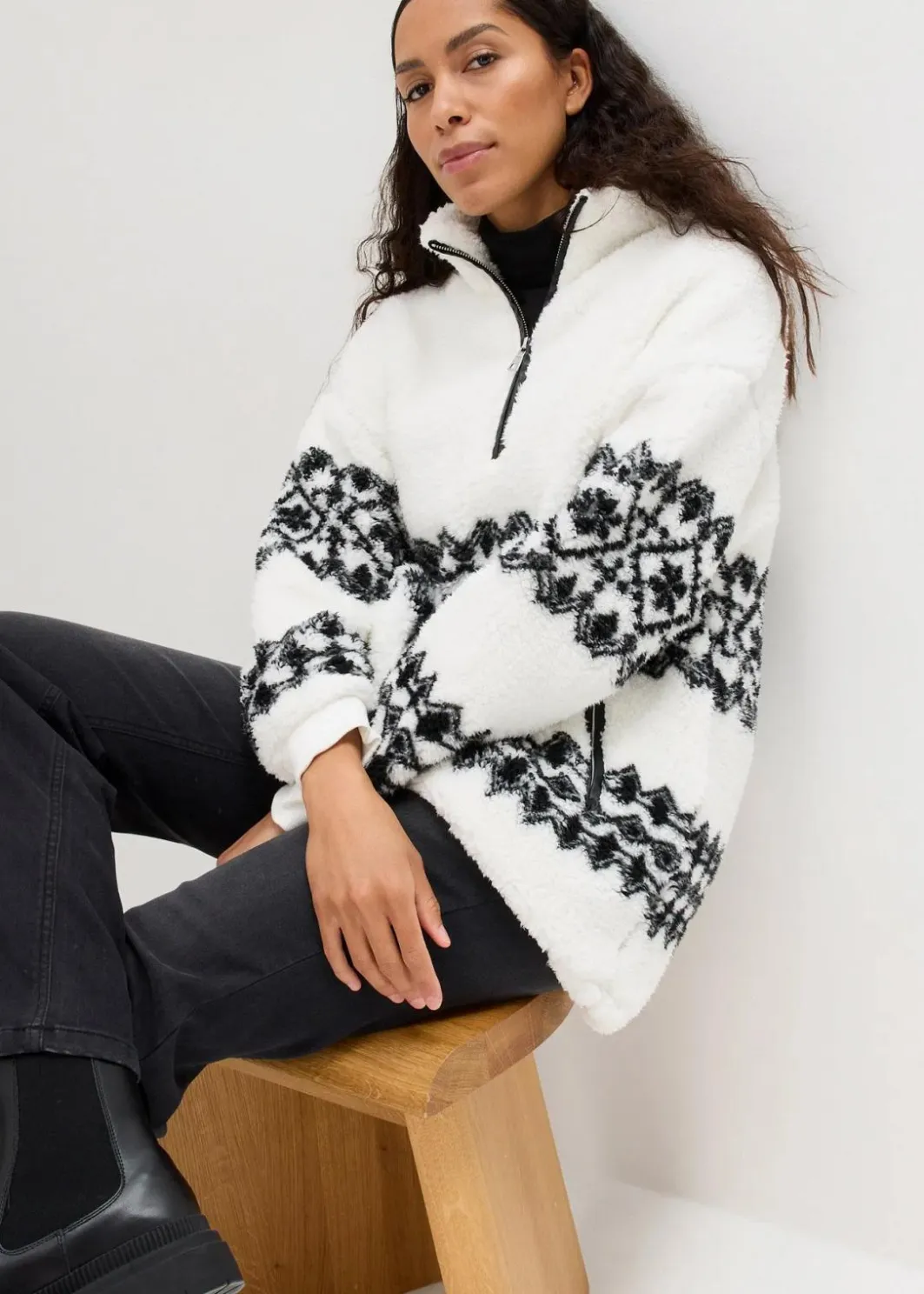Outlet Teddy-Fleeceshirt Damen Bekleidung·Blusen & Tuniken|Sweat