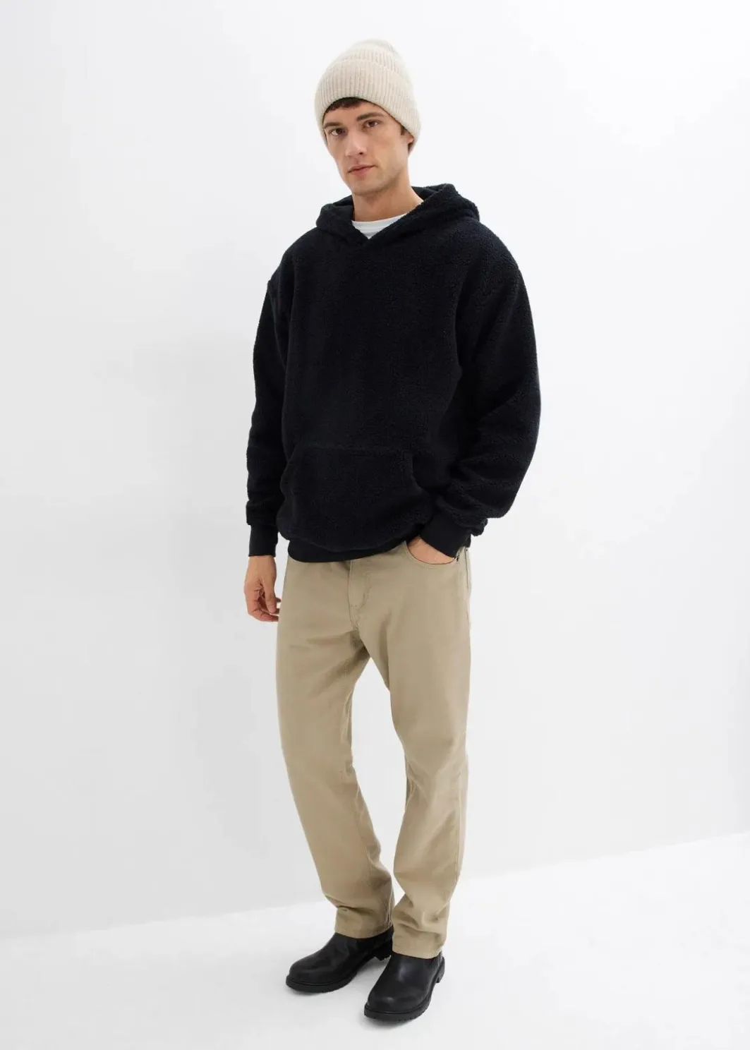 Herren bonprix Große Größen|Sportbekleidung|Teddyfleece-Sweatshirt mit Baumwollfutter, Loose Fit