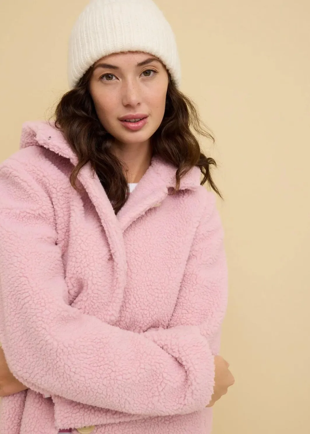 Damen bonprix Jacken & Mäntel|Bekleidung·Hosen|Teddymantel mit Kapuze und Taschen