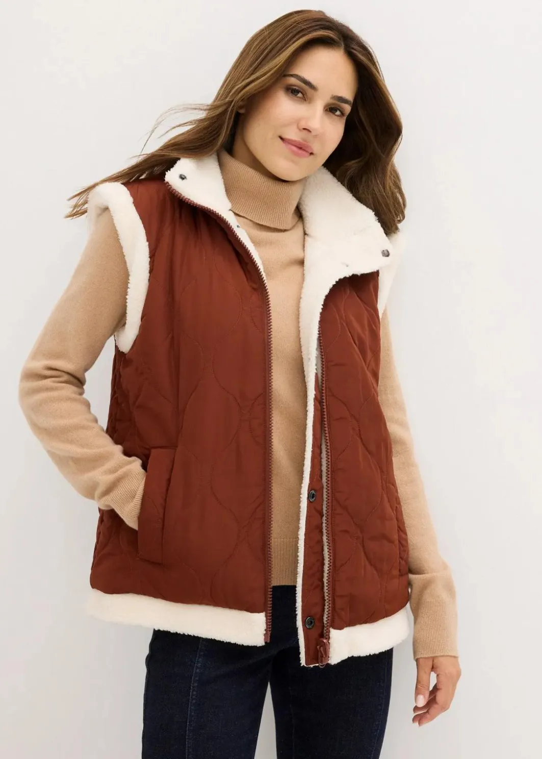 New Teddy-Weste zum Wenden Damen Jacken & Mäntel|Bekleidung·Hosen