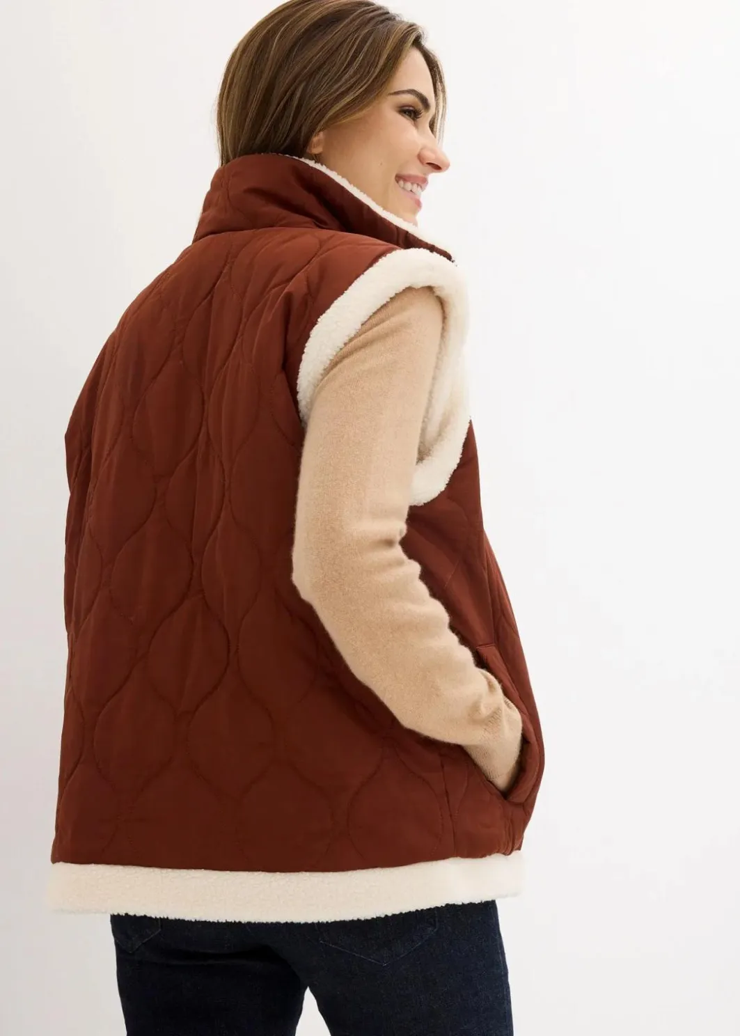 New Teddy-Weste zum Wenden Damen Jacken & Mäntel|Bekleidung·Hosen