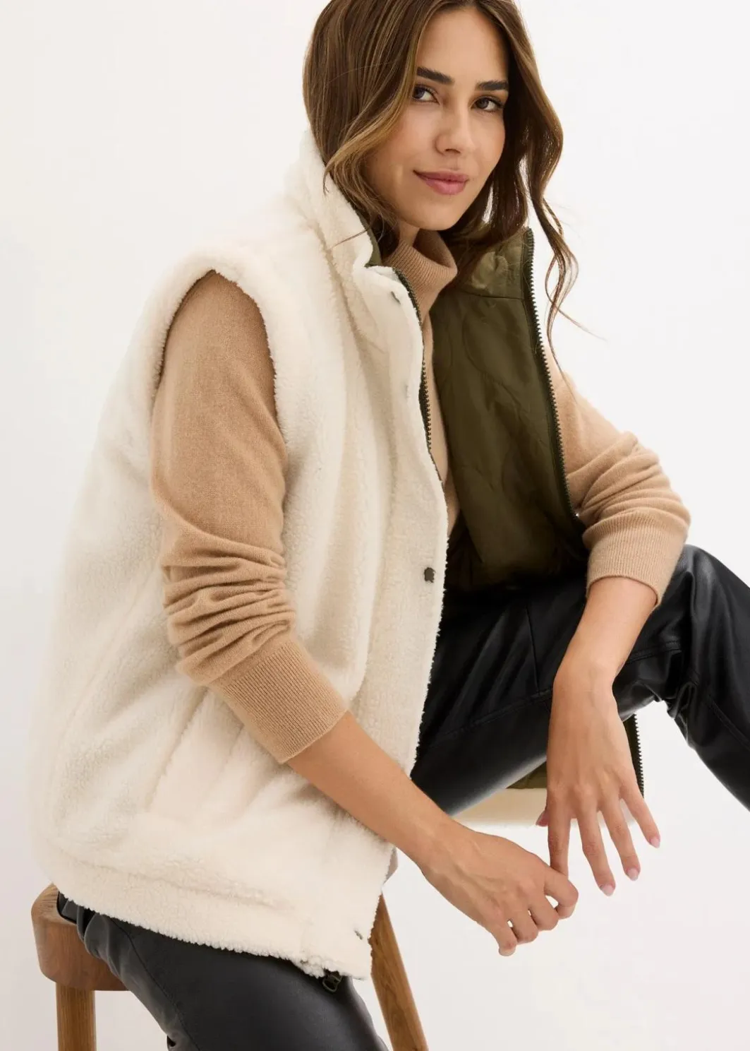 Online Teddy-Weste zum Wenden Damen Bekleidung·Hosen|Jacken & Mäntel