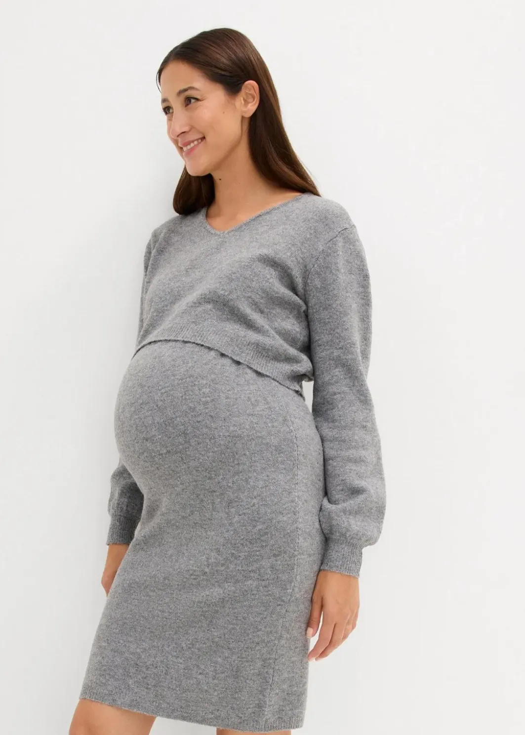 Damen bonprix Umstandsmode|Nachhaltigere Materialien|2-teiliges Umstands-Strickset aus Pullover und Rock