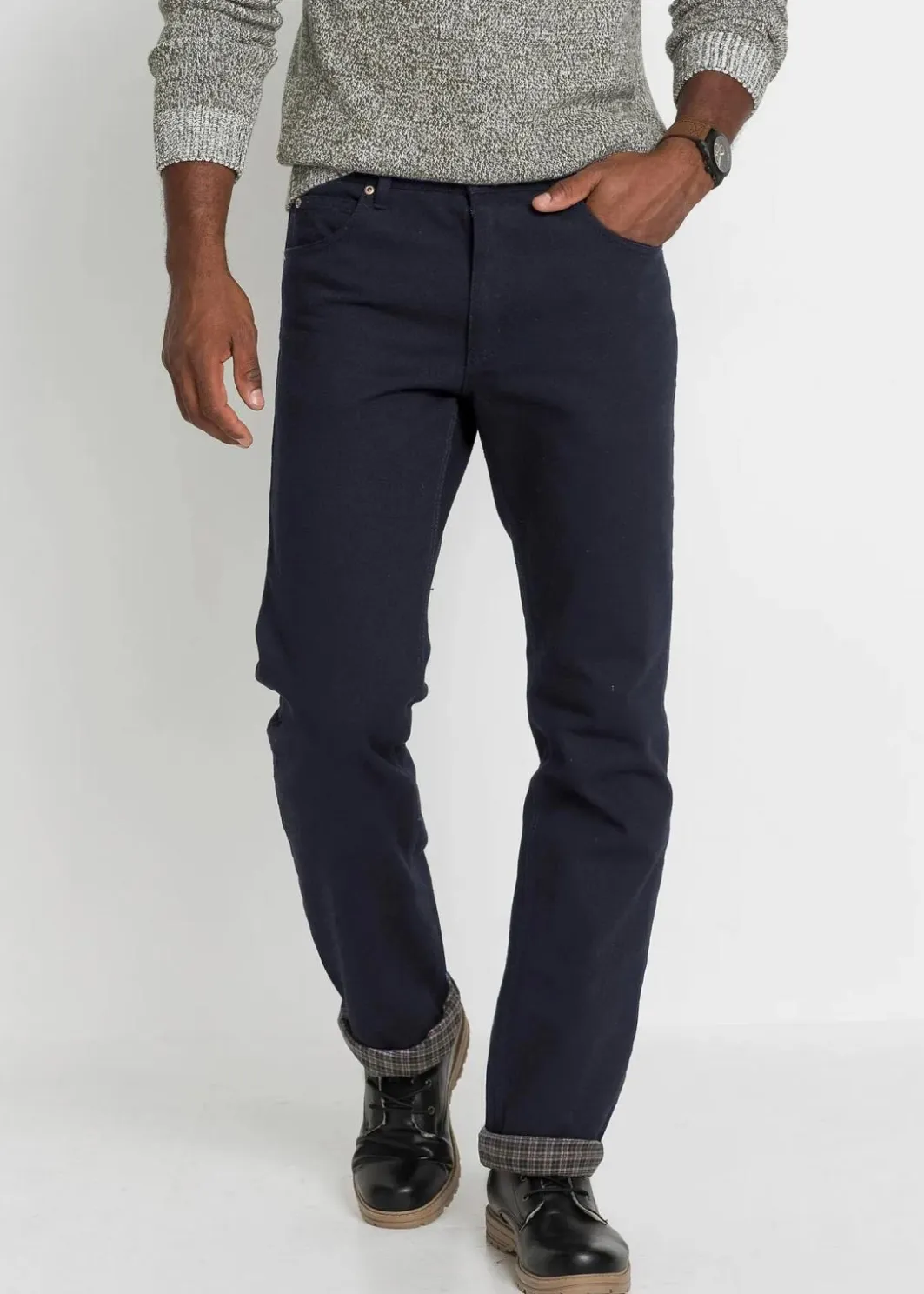 Herren bonprix Jeans|Thermobekleidung|Thermo Classic Fit Jeans mit kuscheligem Flanellfutter, Straight