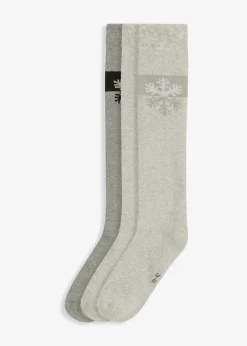 Clearance Thermo Kniestrümpfe mit weichem Innenfrottee mit Bio-Baumwolle (3er Pack) Damen Socken|Socken