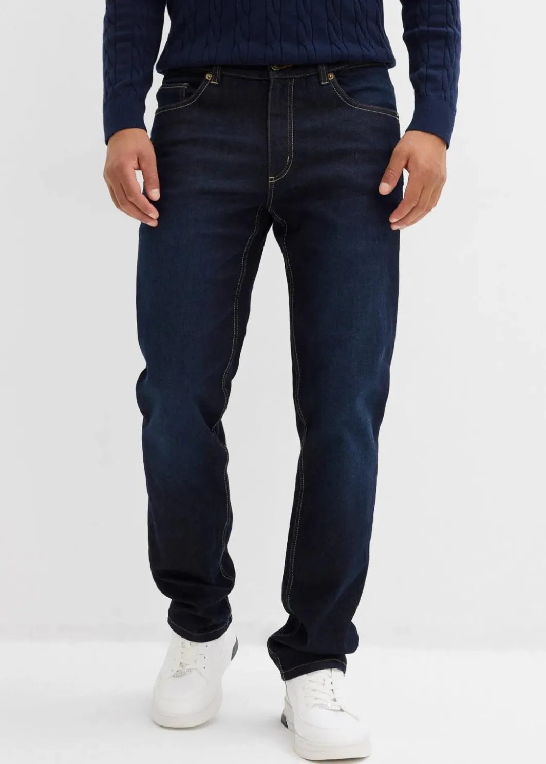 Online Thermo Regular Fit Stretch-Jeans mit weichem Jersey-Futter und Komfortbund, Straight Herren Jeans|Thermobekleidung