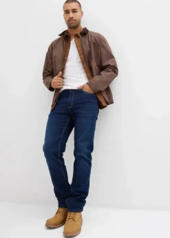 Herren bonprix Große Größen|Thermobekleidung|Thermo Regular Fit Stretch-Jeans mit weichem Jersey-Futter und Komfortbund, Straight