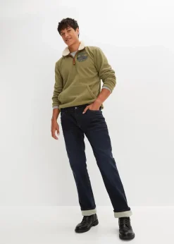 Herren bonprix Jeans|Thermobekleidung|Thermo Relaxed Fit Stretch-Jeans mit Komfortbund, Straight