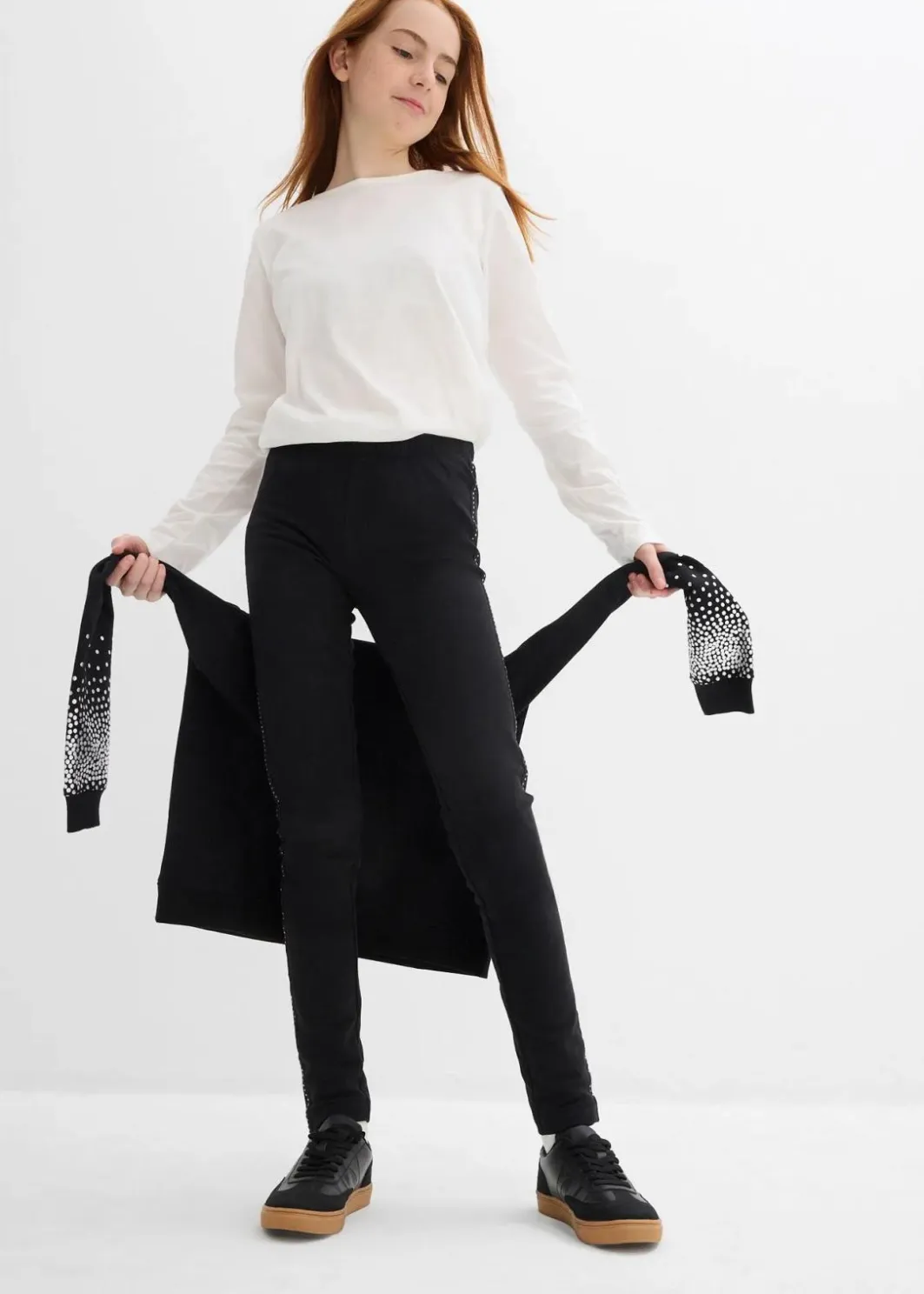 Kinder bonprix Mädchen 9-16 Jahre·Hosen & Leggings|Thermo-Leggings mit Nietenband