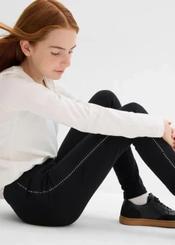 Kinder bonprix Mädchen 9-16 Jahre·Hosen & Leggings|Thermo-Leggings mit Nietenband