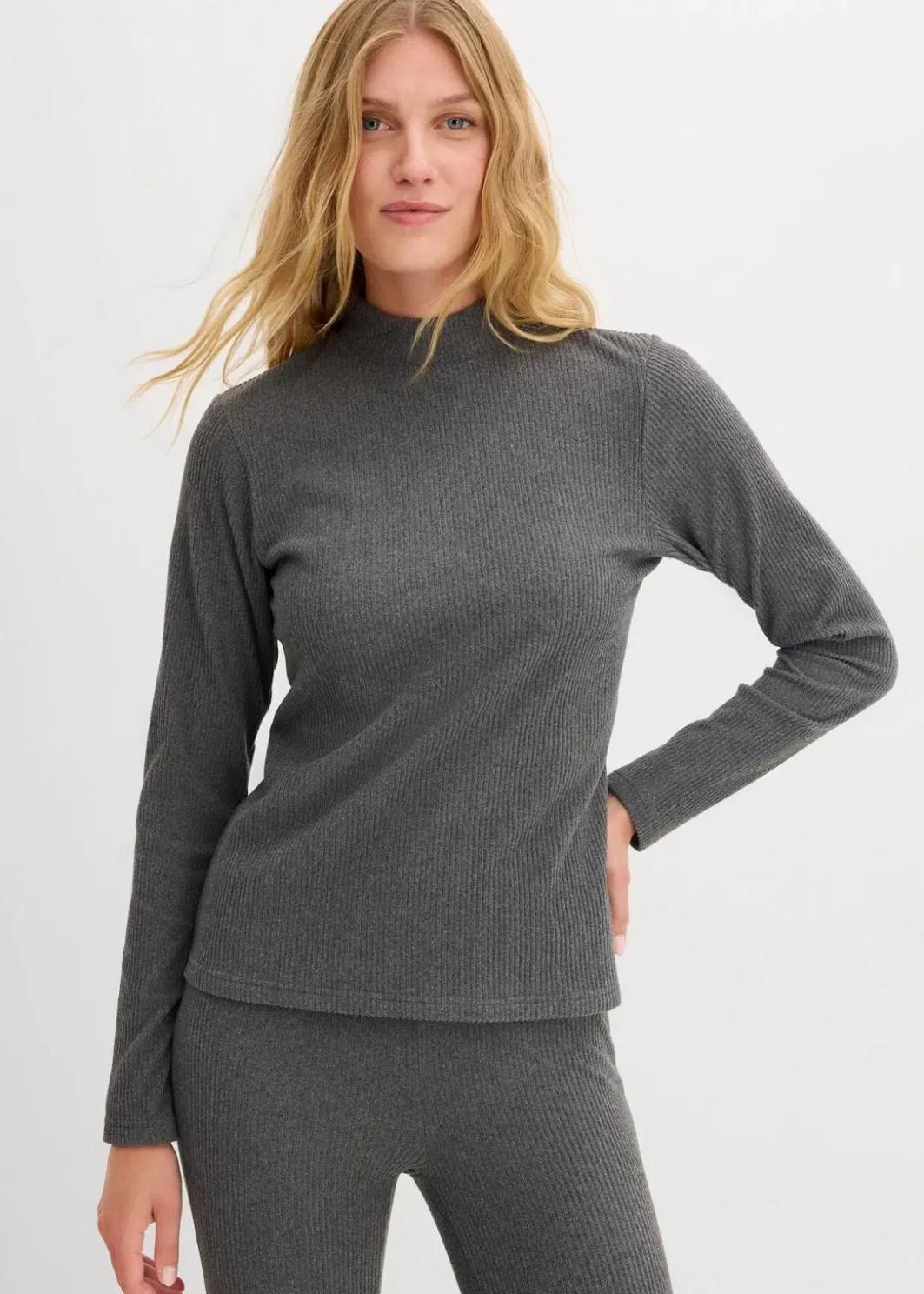 Damen bonprix Shirts & Tops|Sportbekleidung|Thermoshirt mit Stehkragen