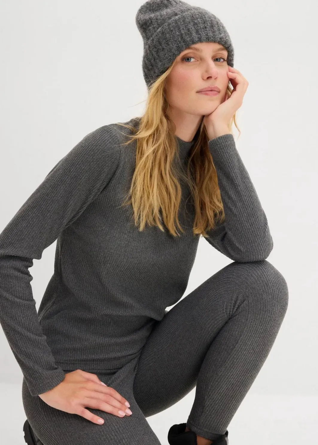 Damen bonprix Shirts & Tops|Sportbekleidung|Thermoshirt mit Stehkragen