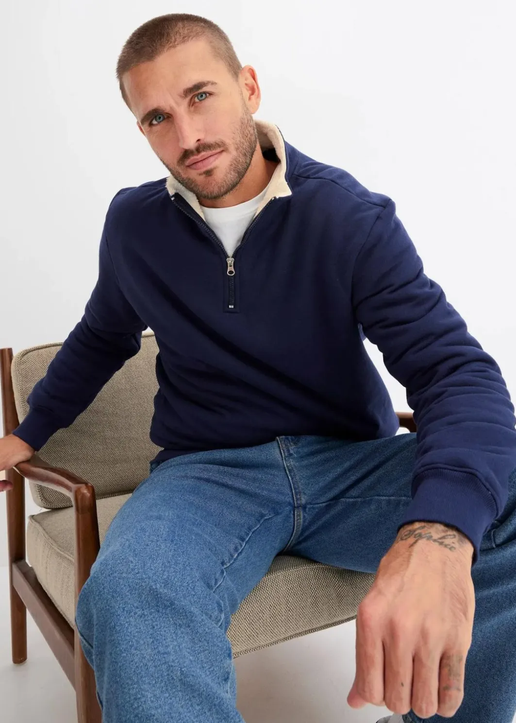 Best Thermo-Sweatshirt mit Troyer-Kragen, warm gefüttert Herren Große Größen|Thermobekleidung