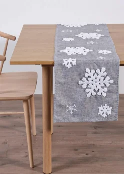 Online Tischläufer mit flauschigen Schneeflocken Geschirr & Servieren|Tischdecken
