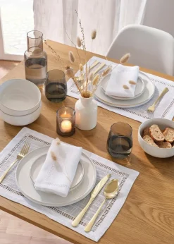 Discount Tischset mit Lochstickerei (2er Pack) Geschirr & Servieren|Tischdecken