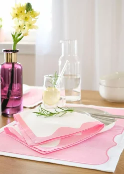 Discount Tischsets aus Bio Baumwolle mit farbiger Kante (2er Pack) Geschirr & Servieren|Tischdecken