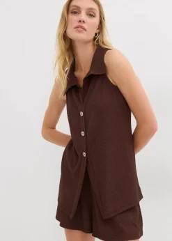 Online Top aus strukturiertem Crêpe Damen Shirts & Tops